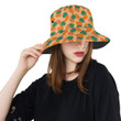 Orange Papaya Leaves Pattern Unisex Bucket Hat