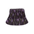 Lavender Pattern Print Design Black Background Unisex Bucket Hat