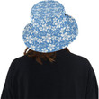 Hibiscus Pattern Print Design Light Blue Skin Unisex Bucket Hat