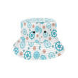 Nautical Steering Wheel Rudder Pattern White Background Unisex Bucket Hat