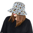 Bee Pattern Print Design Grey Background Unisex Bucket Hat