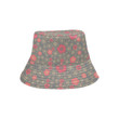 Red Gold Sakura Cherry Blossom Gray Background Unisex Bucket Hat