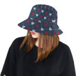 Heart Knit Pattern Dark Background Unisex Bucket Hat