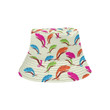Colorful Chameleon Lizard Pattern White Theme Unisex Bucket Hat
