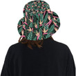 Leaf With Pink Flowers Pattern Unisex Bucket Hat