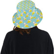 Banana Pattern Print Blue Background Unisex Bucket Hat