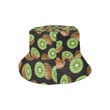Kiwi Pattern Print Design Black Background Unisex Bucket Hat