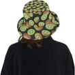 Kiwi Pattern Print Design Black Background Unisex Bucket Hat