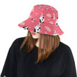 Black White Cow Pattern Pink Background Unisex Bucket Hat