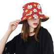 Meneki Neko Lucky Cat Red Pattern Unisex Bucket Hat