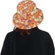 Tropical Flower Pattern Orange Background Unisex Bucket Hat