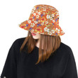 Tropical Flower Pattern Orange Background Unisex Bucket Hat