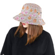 Rose Pattern Print Design Grey Background Unisex Bucket Hat