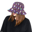 Ice Cream Pattern Purple Background Unisex Bucket Hat