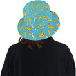 Banana Pattern With Blue Background Unisex Bucket Hat