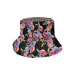 Peony Pattern Black Background Unisex Bucket Hat