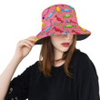 Colorful Wrapped Candy Pattern Light Coral Theme Unisex Bucket Hat