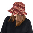 Elephant Red Design Pattern Ethnic Motifs Unisex Bucket Hat
