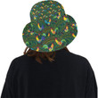 Rooster Chicken Pattern Green Theme Unisex Bucket Hat