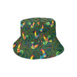 Rooster Chicken Pattern Green Theme Unisex Bucket Hat