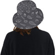 Cute Sushi Doodle Pattern Black Background Unisex Bucket Hat