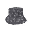Cute Sushi Doodle Pattern Black Background Unisex Bucket Hat