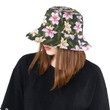 Lily Leaves Pattern Print Design Dark Background Unisex Bucket Hat