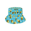 Bee Smiley Pattern Print Blue Background Unisex Bucket Hat
