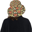 Heart Boho Pattern Brown Background Unisex Bucket Hat