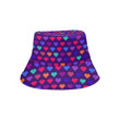 Heart Pixel Pattern Dark Purple Skin Unisex Bucket Hat