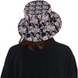 Faint Dahlia Pattern Print Design Black Skin Unisex Bucket Hat