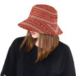 Deer Sweater Red Pattern Unisex Bucket Hat