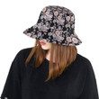 Faint Dahlia Pattern Print Design Black Skin Unisex Bucket Hat