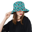 Lipstick Pattern Print Design Blue Background Unisex Bucket Hat