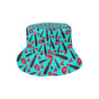 Lipstick Pattern Print Design Blue Background Unisex Bucket Hat
