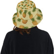 Pineapple Pattern Pokka Dot Yellow Background Unisex Bucket Hat
