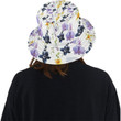 Orchid Pattern White Background Unisex Bucket Hat
