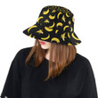Banana Pattern Print Black Theme Unisex Bucket Hat