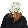 Charming Cactus Pattern White Theme Unisex Bucket Hat