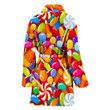 Colorful Candy Pattern Satin Bathrobe Fleece Bathrobe
