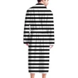 Black And White Striped Pattern Satin Bathrobe Fleece Bathrobe