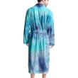 Blue Tie Dye Texture Pattern Satin Bathrobe Fleece Bathrobe
