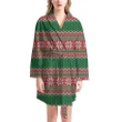 Christmas Knitted Green And Red Satin Bathrobe Fleece Bathrobe