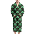 Pixel Green Clover St. Patrick's Day Satin Bathrobe Fleece Bathrobe