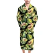 Watercolor Avocado Theme Design Satin Bathrobe Fleece Bathrobe