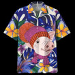 Pig Blue Awesome Design Unisex Beach Summer 3D Hawaiian Shirt