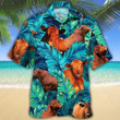 Red Angus Cow Hawaii Shirt Green,Cattle Lovers Beach Summer 3D Hawaiian Shirt