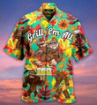 Bigfoot Grill Em All Camping Beach Summer 3D Hawaiian Shirt
