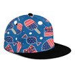 Creative Symbols Of American Independence Day On Blue Background Snapback Hat
