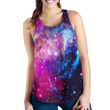 Galaxy Night Purple Space Print 3D Women's Tank Top